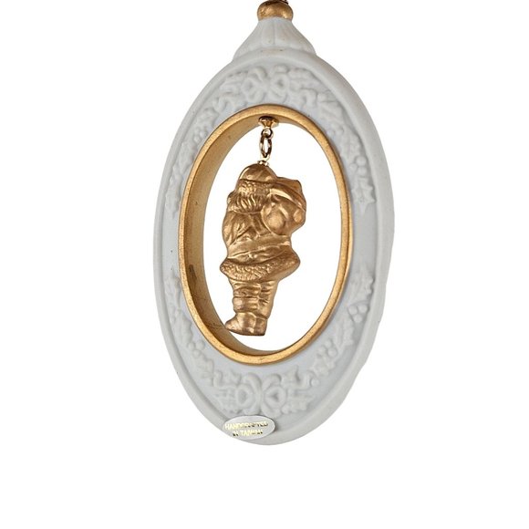 The Golden Treasures of Christmas Porcelain Ornaments Set of 2 Santa Claus Nutcr - Picture 6 of 10